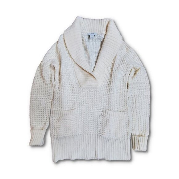 💥318 Loft Ann Taylor alpaca/wool Blend Ivory Shawl Collar Sweater - Picture 7 of 9